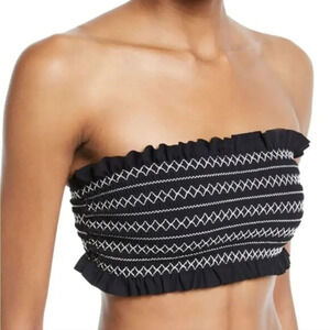TORY Burch Smocked Costa Bandeau Bikini Top